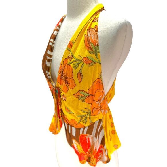 Free People Women's Size Small Mango Combo Hot Tropic Halter-Neck NEW - Picture 4 of 9